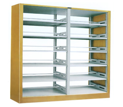 木护板双柱双面书架