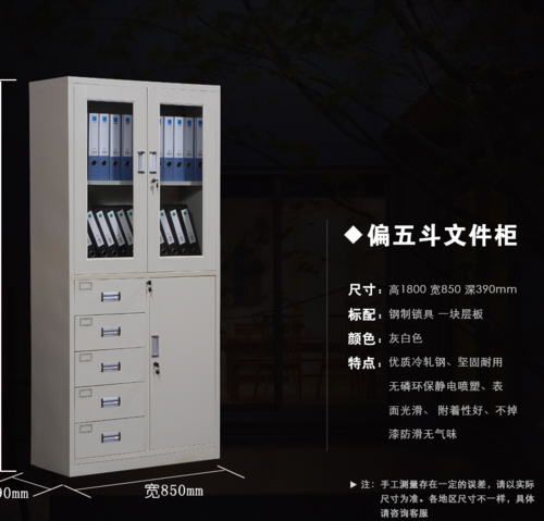 偏五斗文件柜 铁皮柜 资料柜